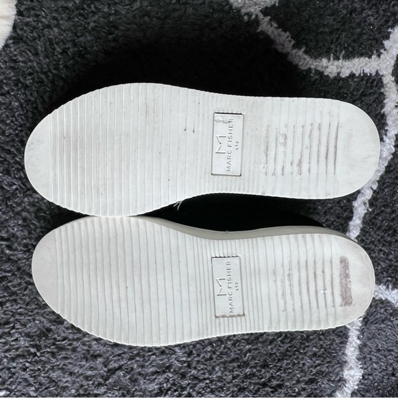 MARC FISHER Suede Sneaker Boot Daisie High top faux fur trim black - 9 - Picture 5 of 7